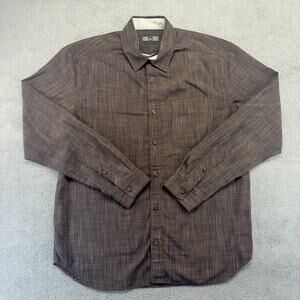 REI Button Up Shirt Mens Medium Brown Long Sleeve Polyester Preppy Outdoor Y2K